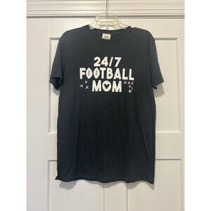FOOTBALL MOM T-Shirt Family High School Game Day Gray Black Speckled Medium Knit